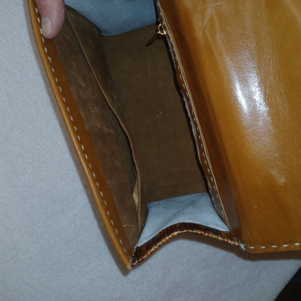 Kasanova 25 Women's Mango And Snake Skin Leather Handbag - Picture 7 of 8